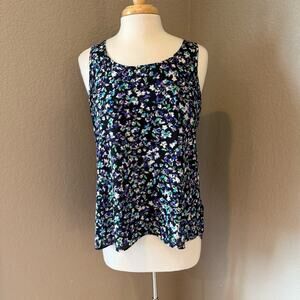 Express Navy Floral Tank Top Medium